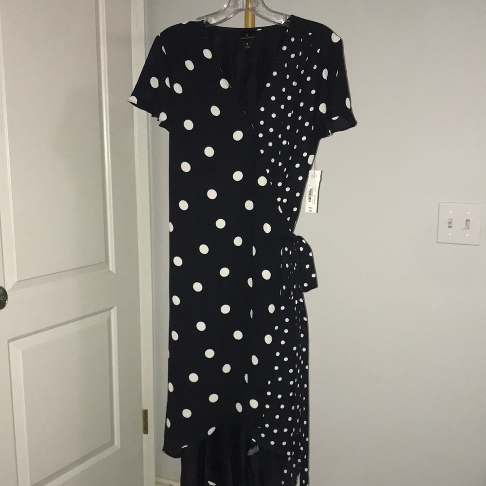 NWT Worthington Black and White Polka Dot Wrap Dress
